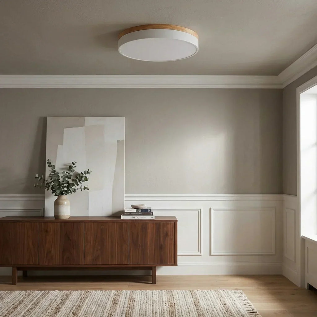 Wood Trim LED Ultra Thin Flush Mount Ceiling Light | Temsk