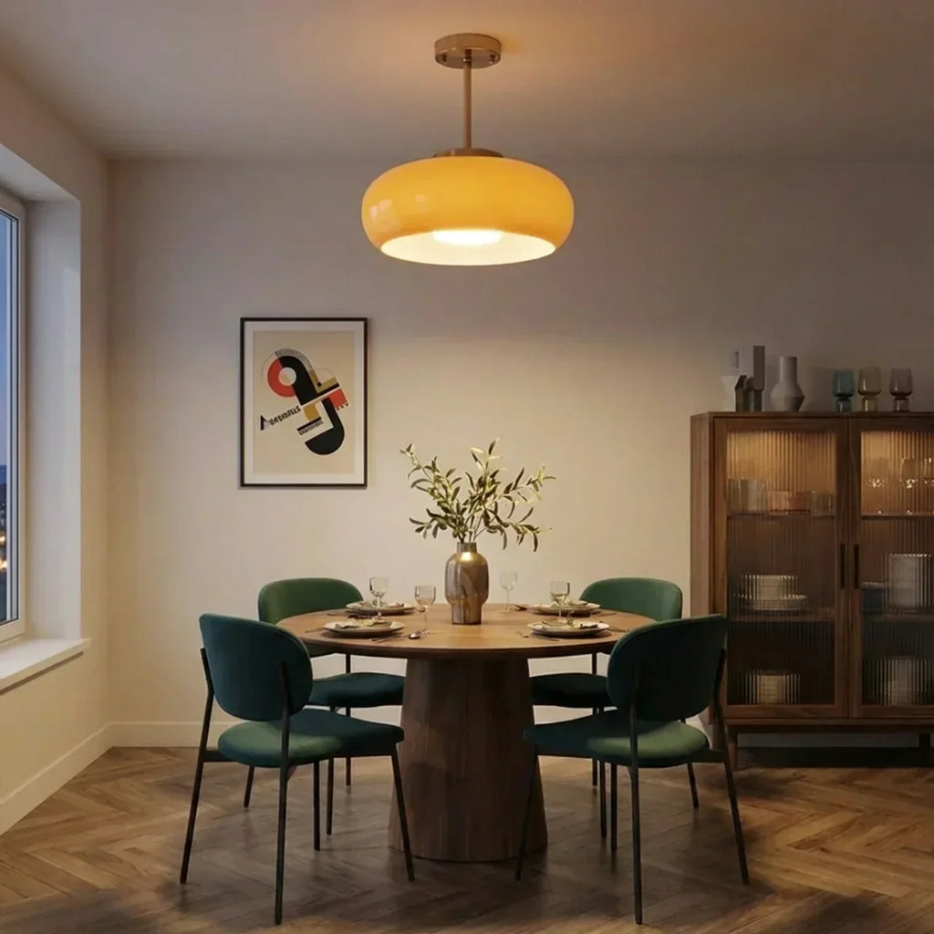 Bauhaus Glass Ceiling Light, Disc Form Light Fixture | Temsk