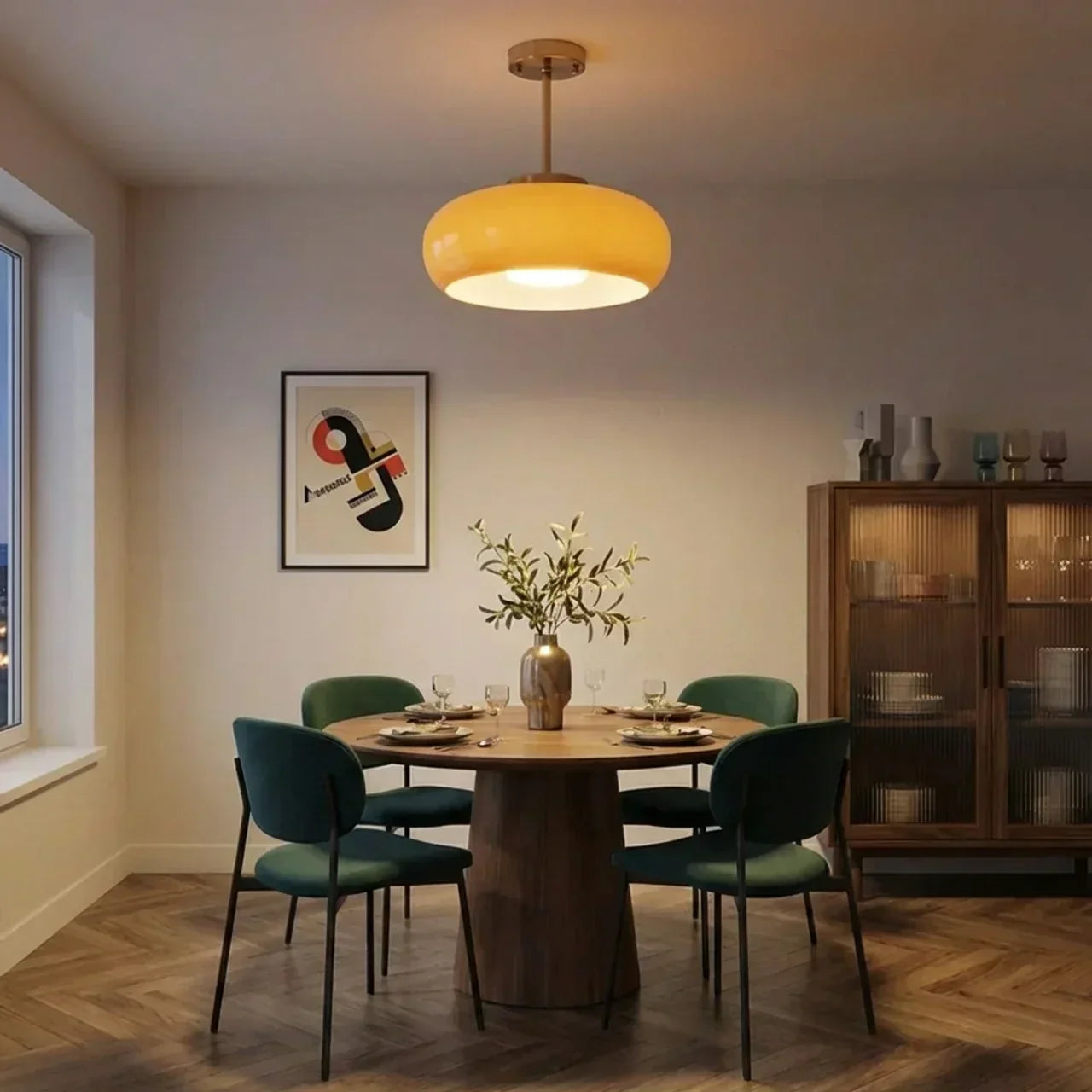 Bauhaus Glass Ceiling Light, Disc Form Light Fixture | Temsk