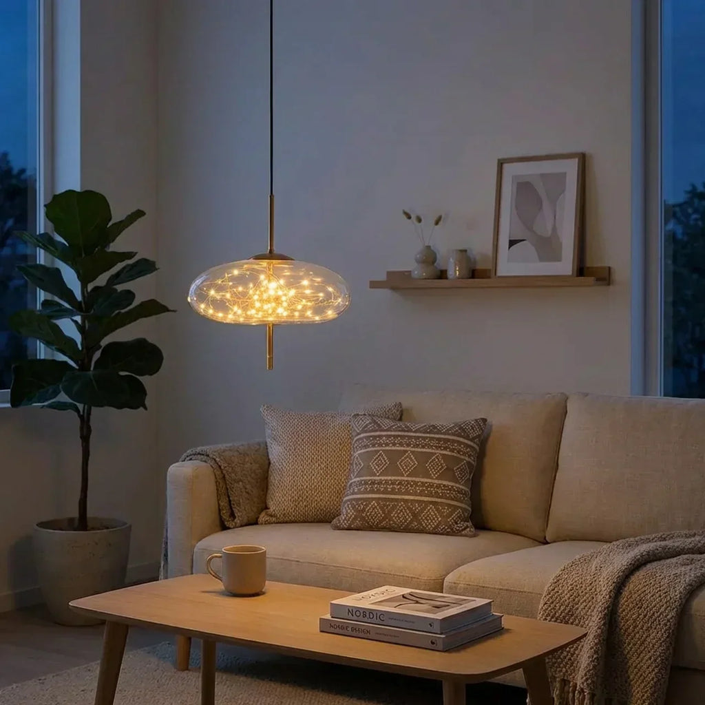 Glass Cylinder and Oval Pendant Ceiling Light Fixture | Temsk