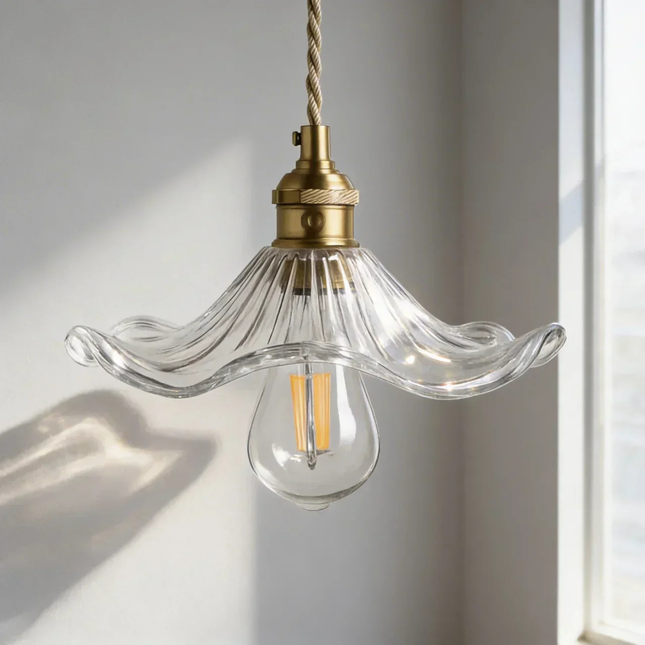 Art Deco Scalloped Glass Ceiling Light Fixture For Home Interiors | Temsk