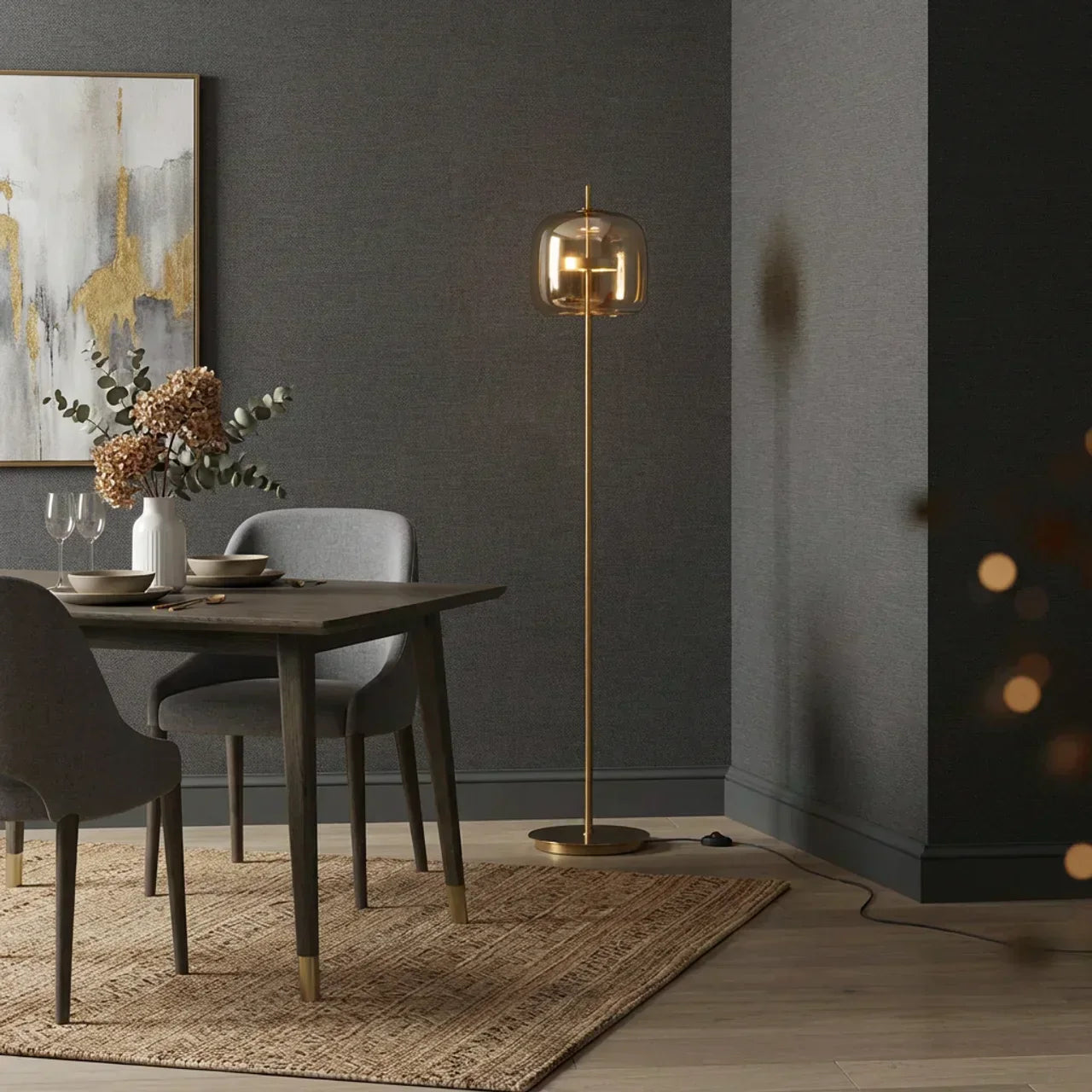Smoked Glass Floor Lamp Classic Design For Living Rooms | Temsk
