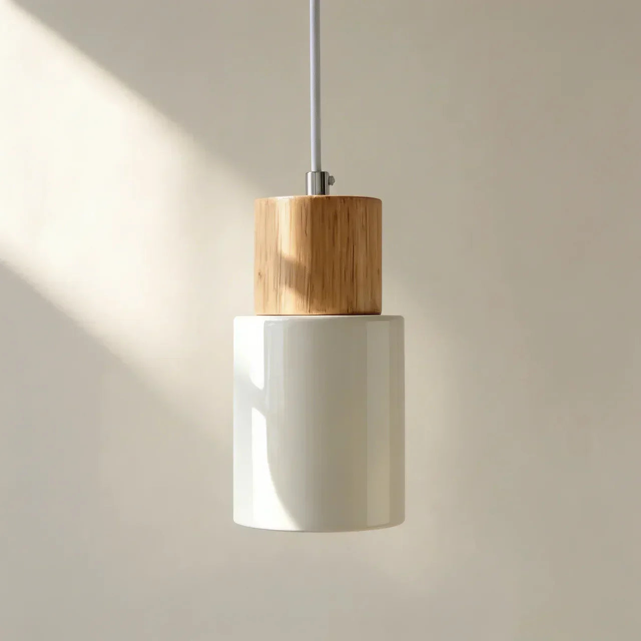 The Aluminium Cylinder Pendant Light With Wood Detail | Temsk