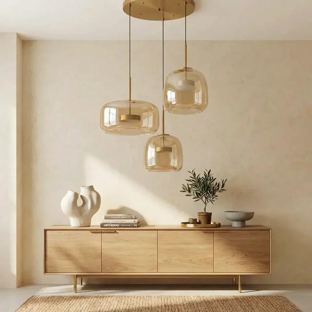 Integrated LED Smoked Glass Multi Pendant Light Fixture | Temsk