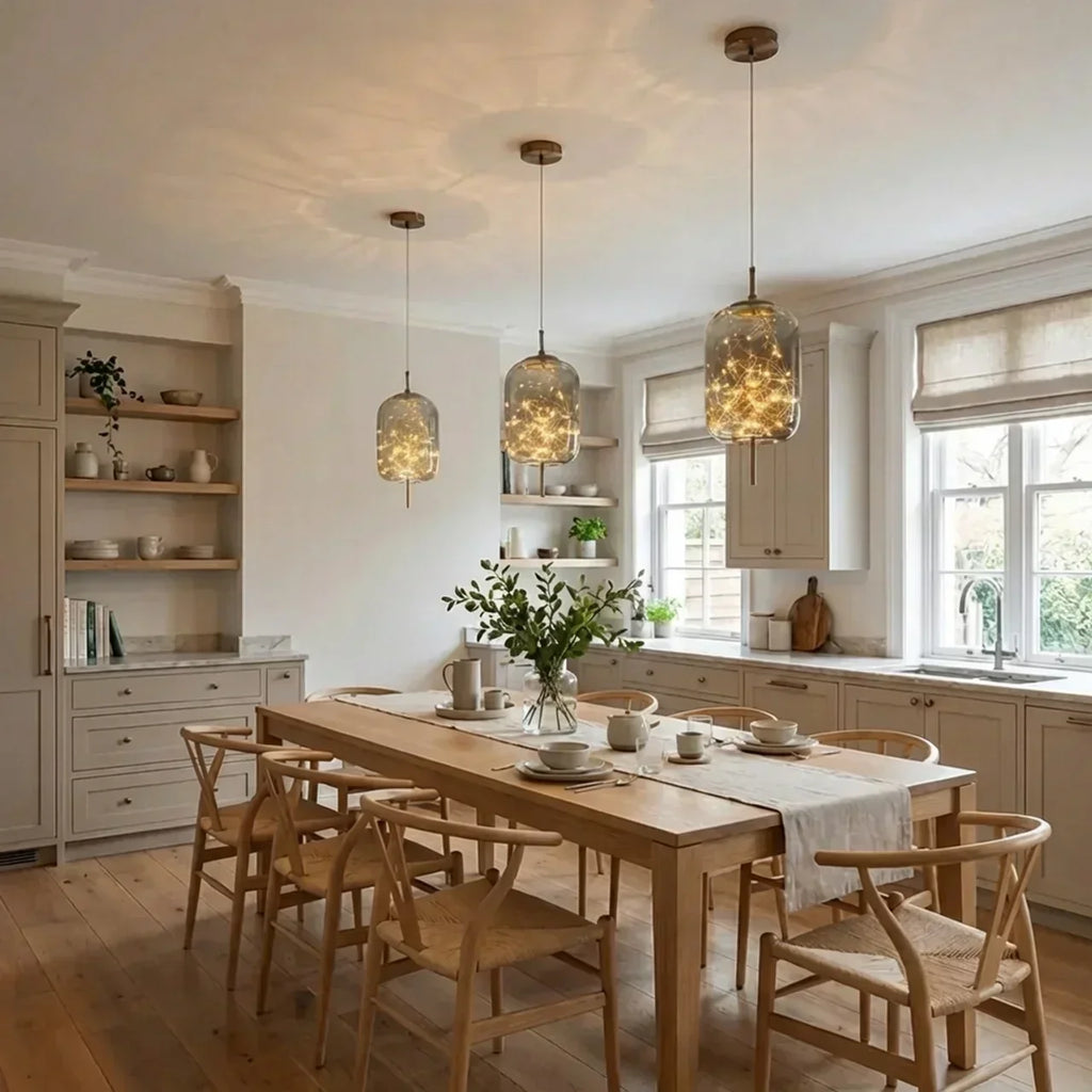 Glass Cylinder and Oval Pendant Ceiling Light Fixture | Temsk