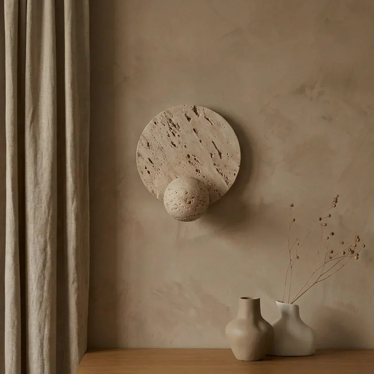 Integrated LED Travertine Wall Sconce for Indoor Use | Temsk