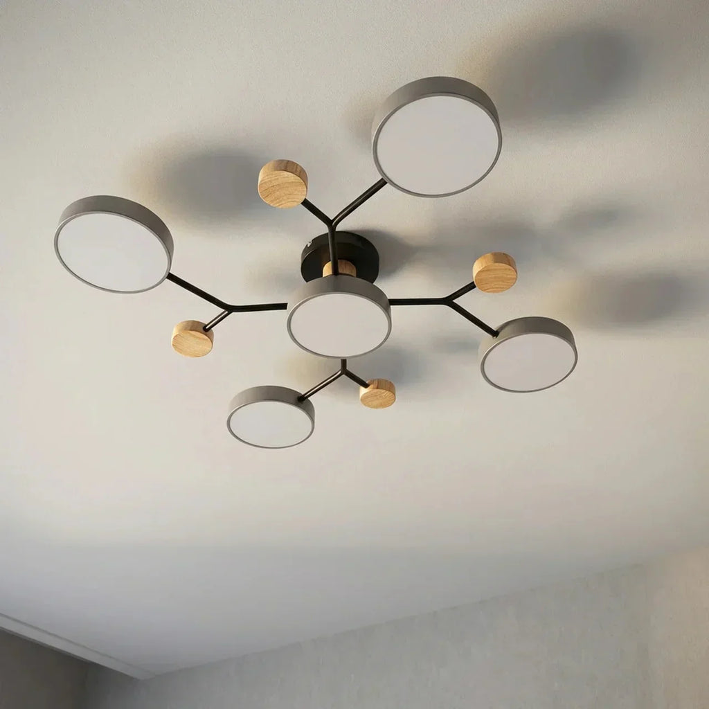 Branch Design Flush Mount Ceiling Light With Wood Accents | Temsk