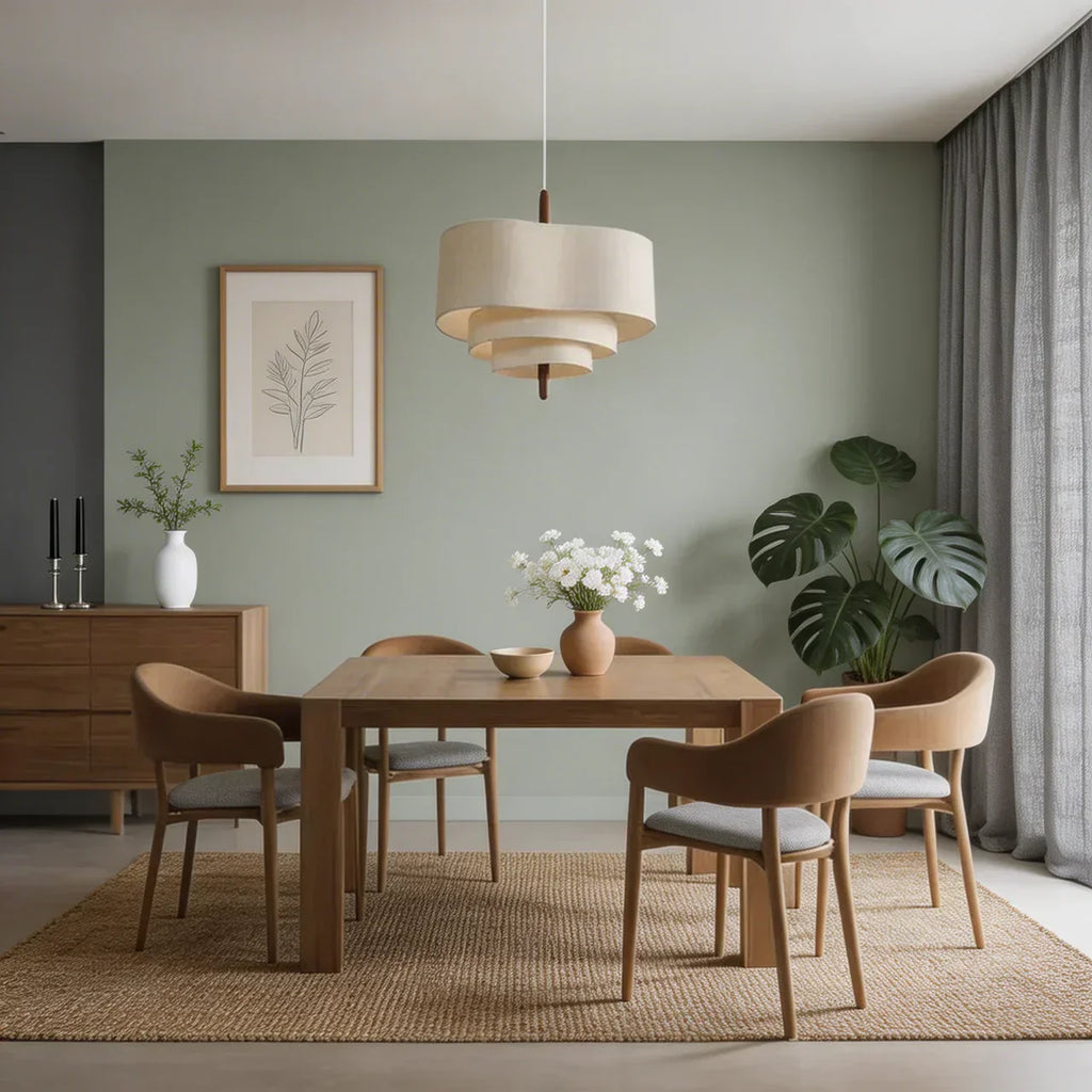 Fabric Pendant Light With Layered Shade For Indoor Ceiling | Temsk
