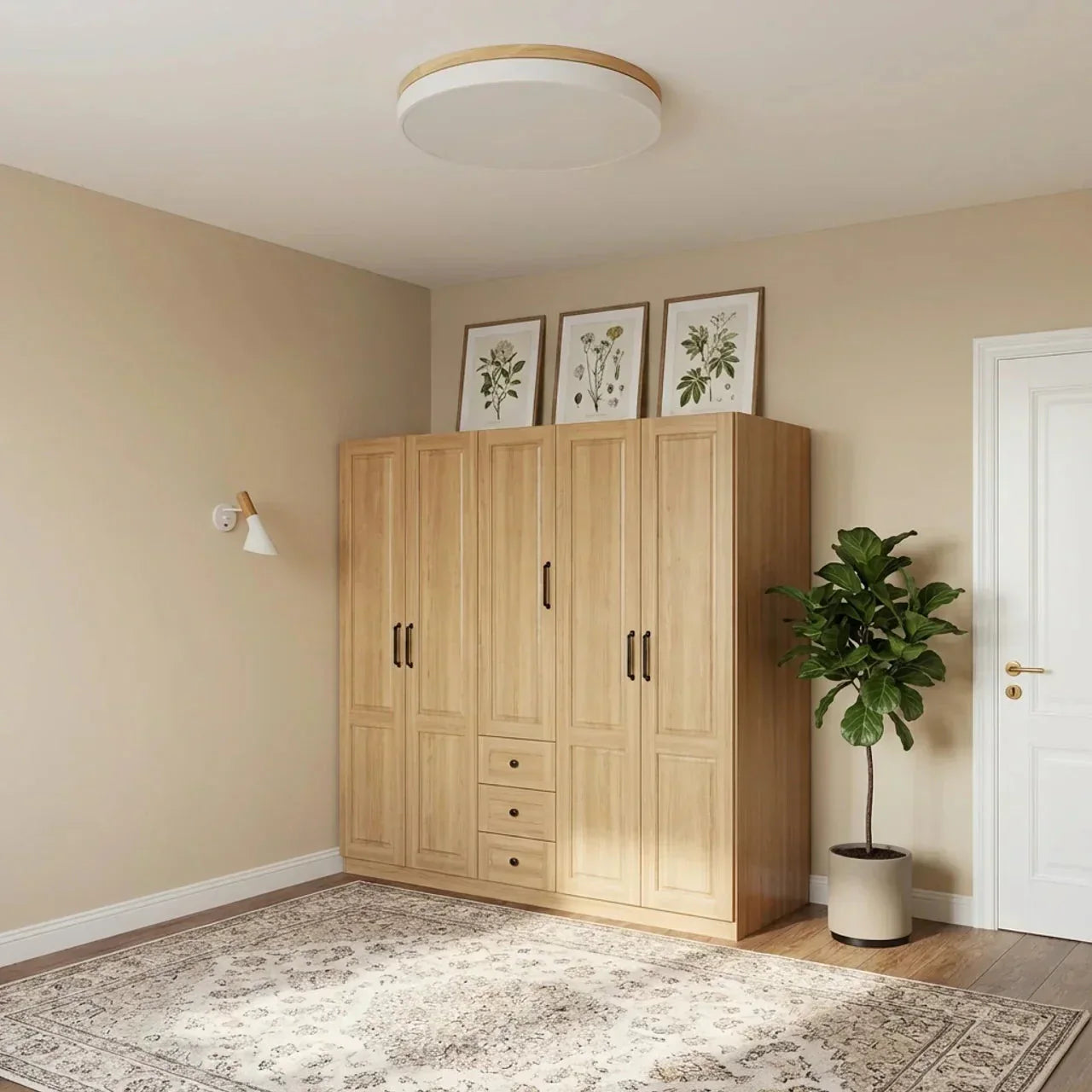 Wood Trim LED Ultra Thin Flush Mount Ceiling Light | Temsk