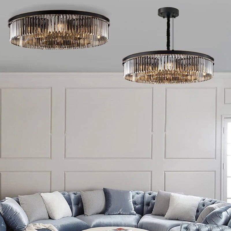 Lyrae Grey Crystal Chandelier for Elegant Living Rooms | Temsk