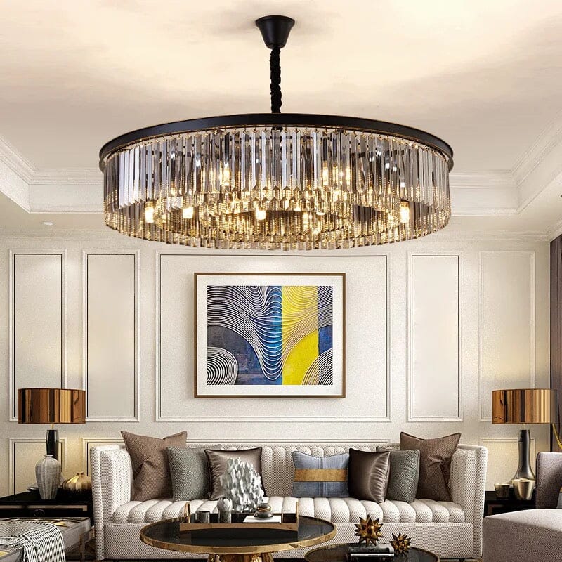Lyrae Grey Crystal Chandelier for Elegant Living Rooms | Temsk