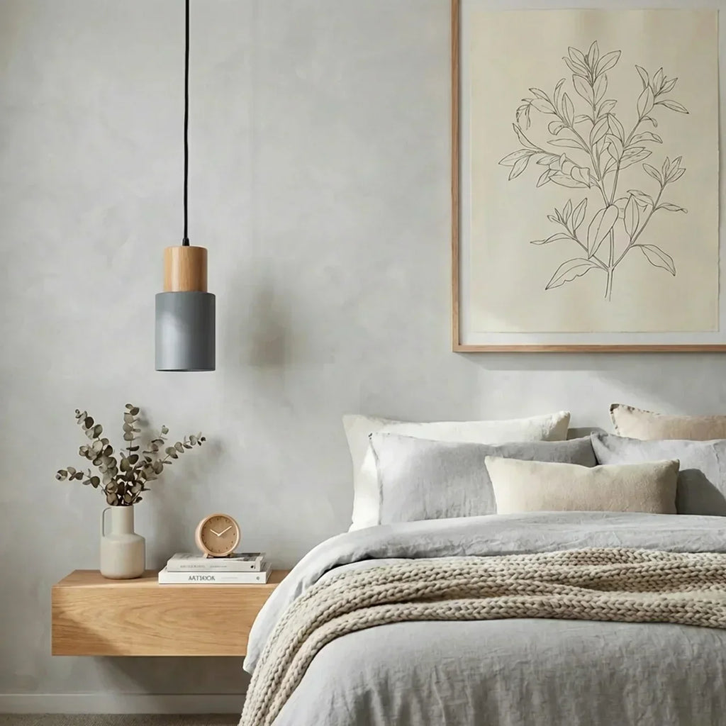 The Aluminium Cylinder Pendant Light With Wood Detail | Temsk