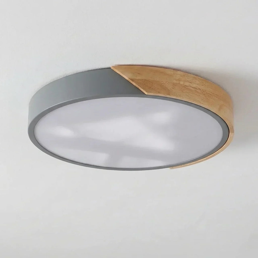 Round Wood Flush Mount LED Ceiling Light Design Fixture | Temsk