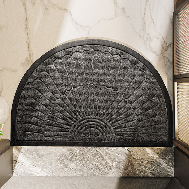 Non Slip Rubber Entryway Mat For Indoor Or Outdoor Use Semi Circular Shape | Temsk