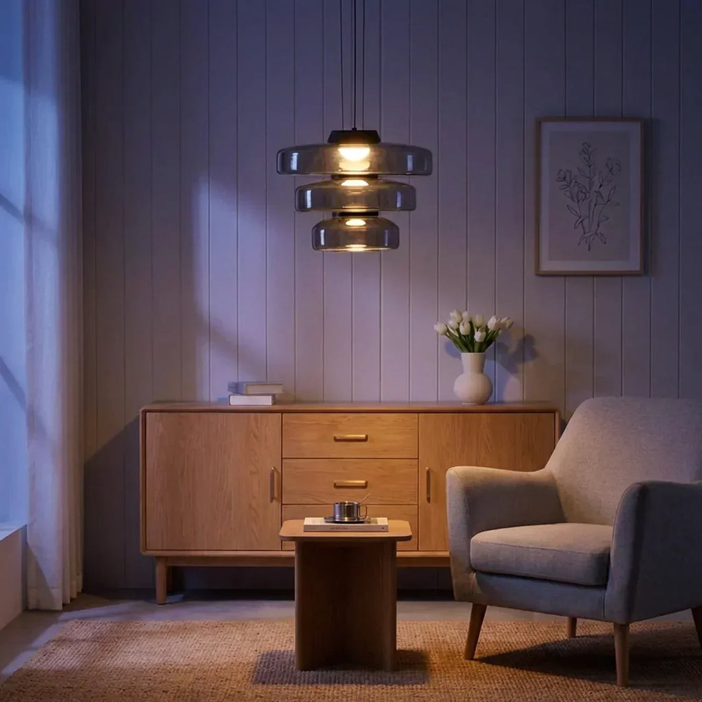 Tiered Glass Pendant Light With Integrated LED Bauhaus Style | Temsk