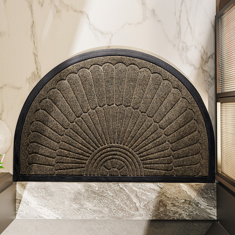 Non Slip Rubber Entryway Mat For Indoor Or Outdoor Use Semi Circular Shape | Temsk