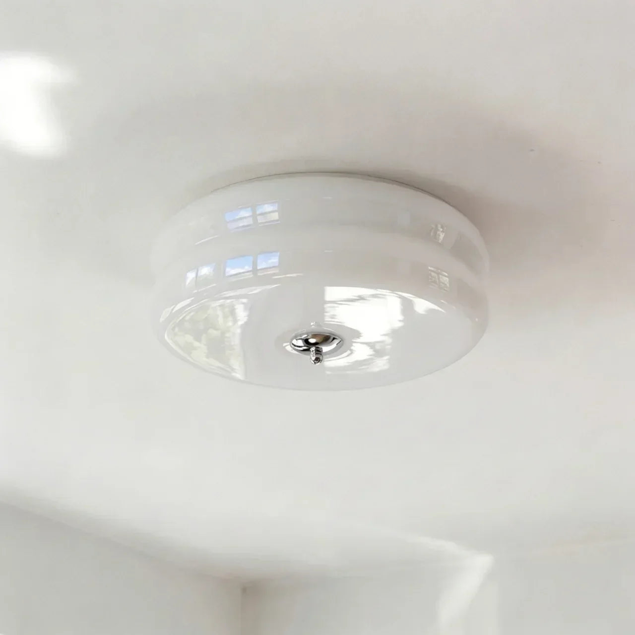 Cream Glass Flush Mount Ceiling Light For Indoor Living Spaces | Temsk