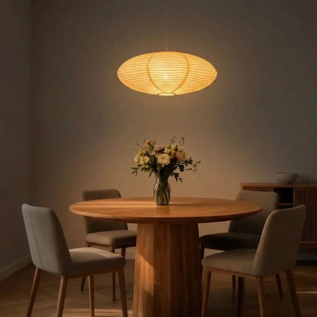 Oval Shade Rice Paper Pendant Light For Indoor Ceiling Lighting | Temsk