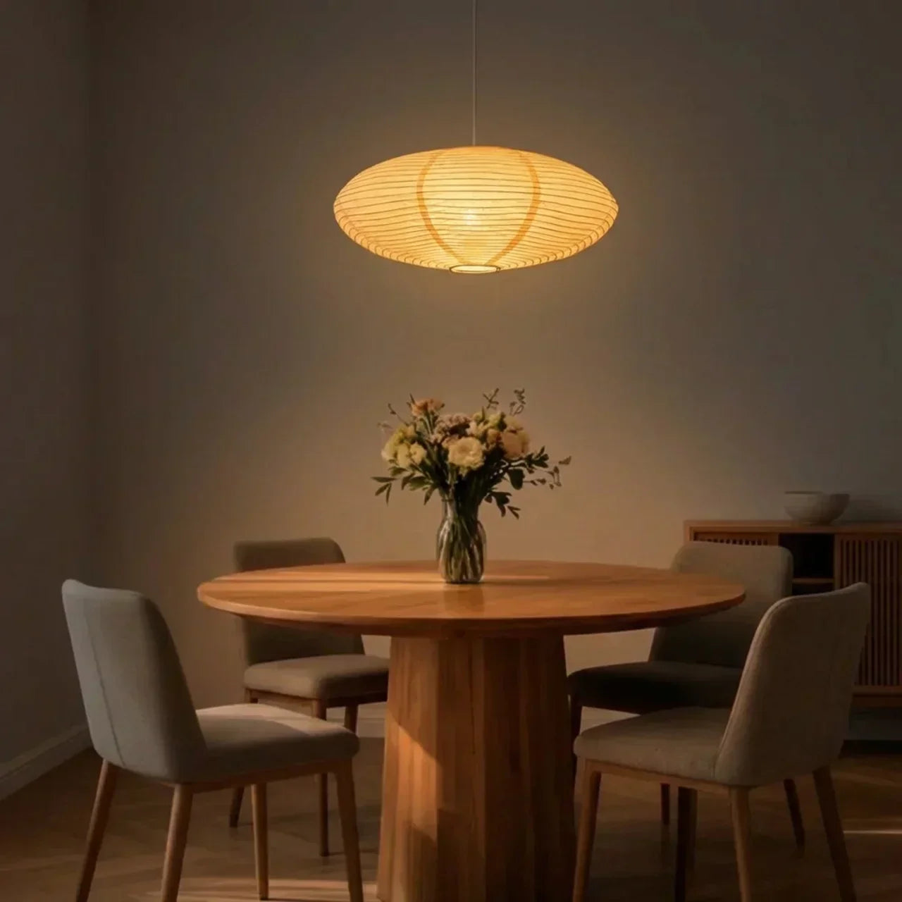 Oval Shade Rice Paper Pendant Light For Indoor Ceiling Lighting | Temsk