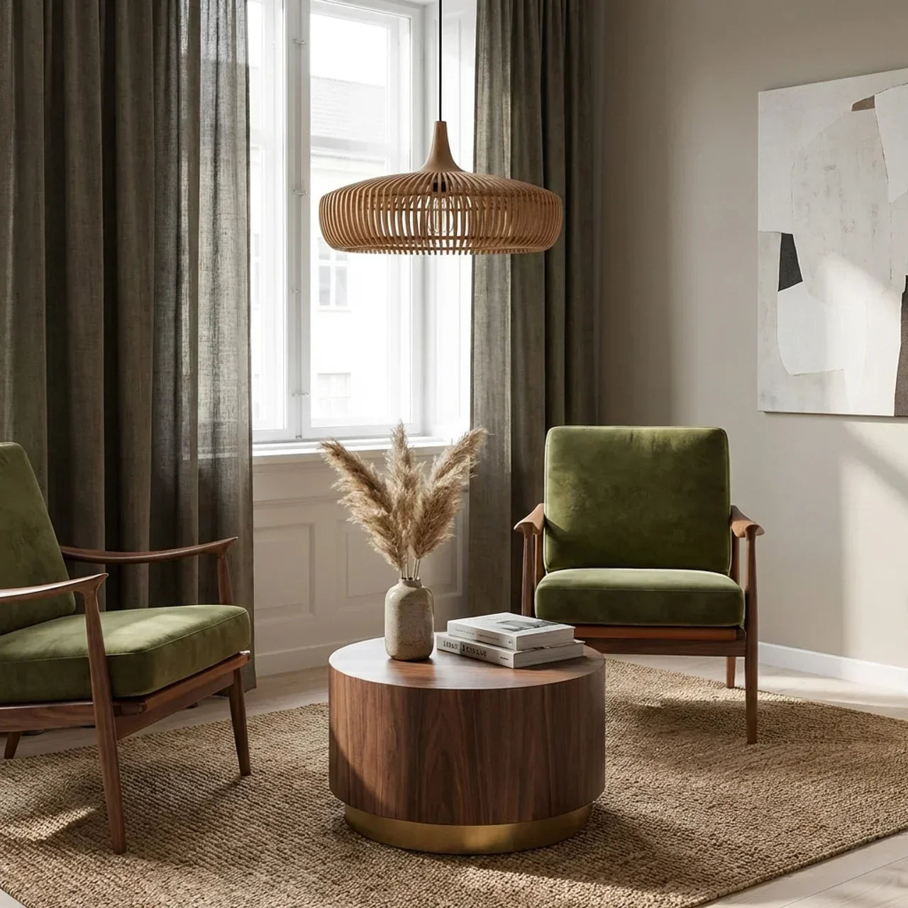 Wood Pendant Light With Minimalist Dome Shade For Indoor Use | Temsk
