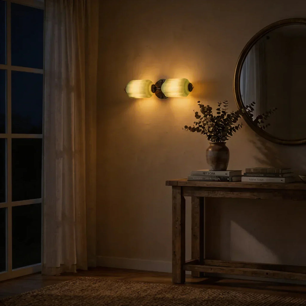 Vintage art deco mælkeglas væglampe til badeværelse | Temsk