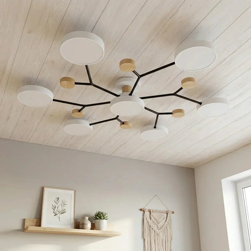 Branch Design Flush Mount Ceiling Light With Wood Accents Temsk