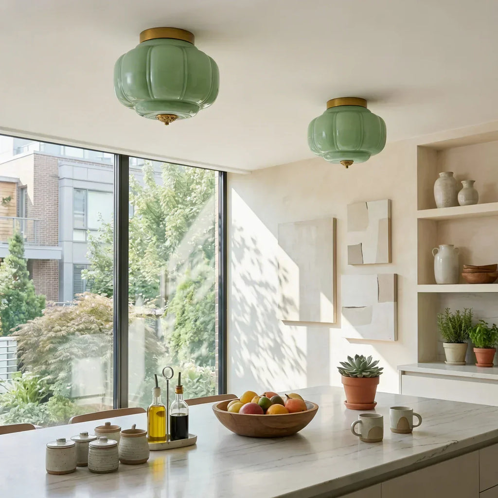 Lampada a soffitto semi-incassata con finitura in vetro latte vintage | Temsk