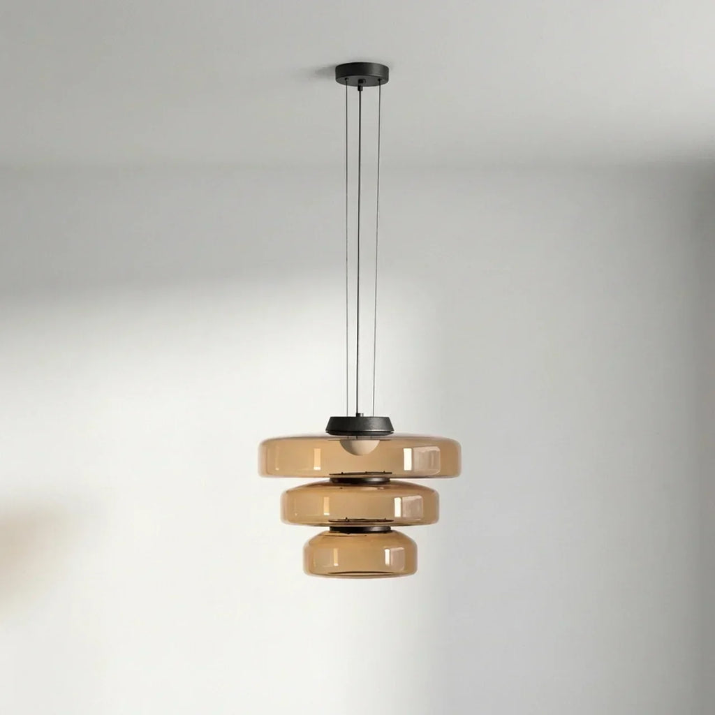 Tiered Glass Pendant Light With Integrated LED Bauhaus Style | Temsk