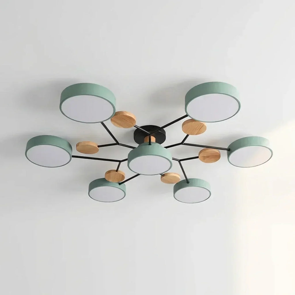 Branch Design Flush Mount Ceiling Light With Wood Accents | Temsk