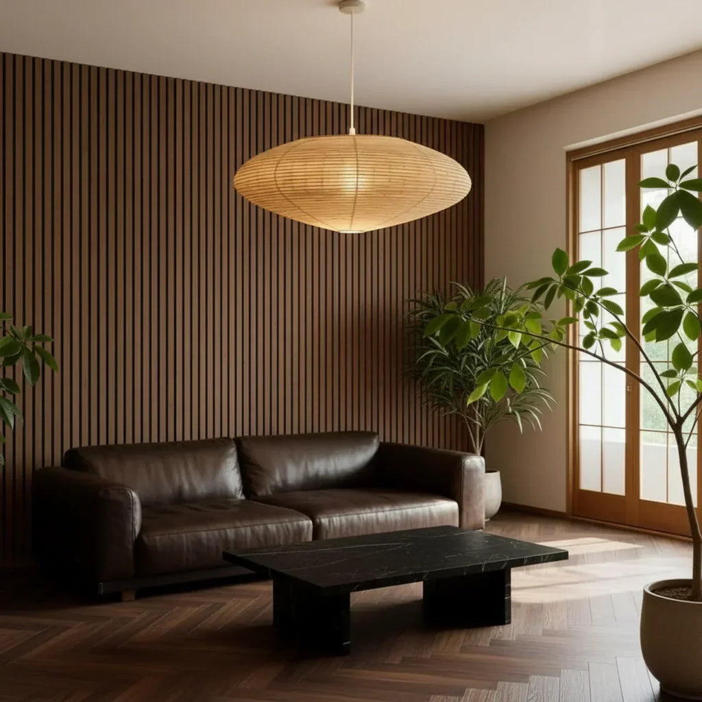 Oval Shade Rice Paper Pendant Light For Indoor Ceiling Lighting | Temsk