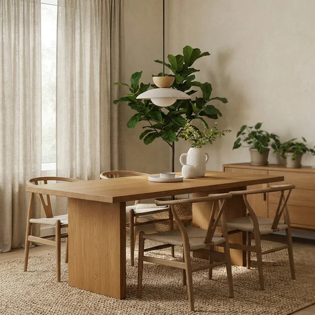 Wood Accent Pendant Light With Travertine And Glass | Temsk