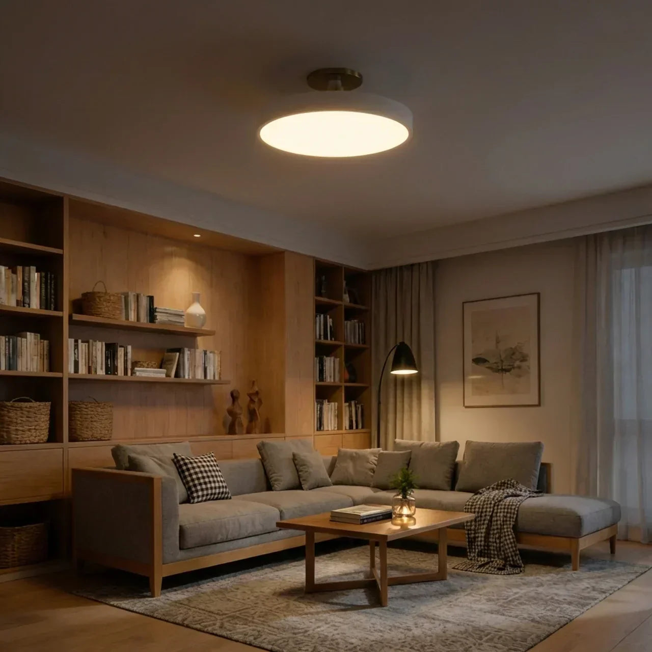 Lampa sufitowa do montażu podtynkowego w kształcie bębna z wbudowanym LED | Temsk