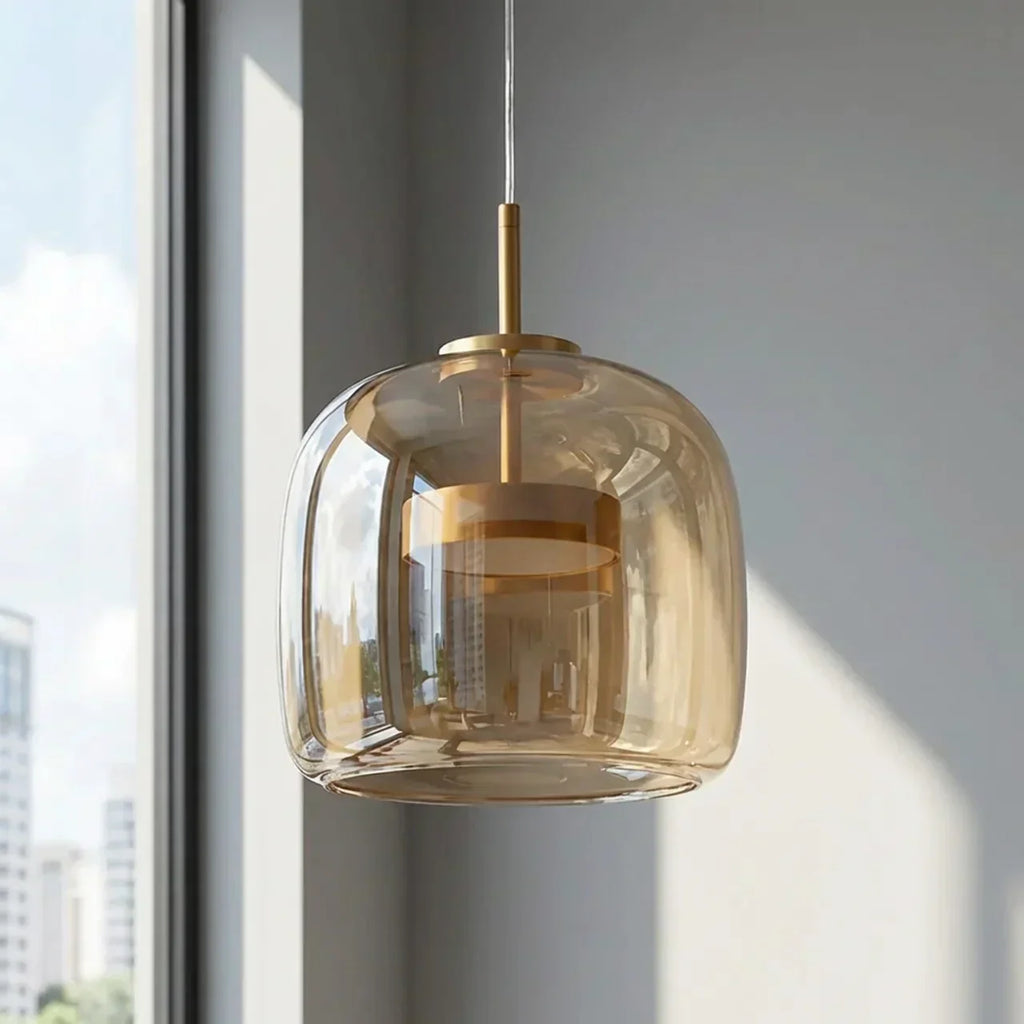Smoked Glass Pendant Light With Built In LED For Ceiling Mount | Temsk