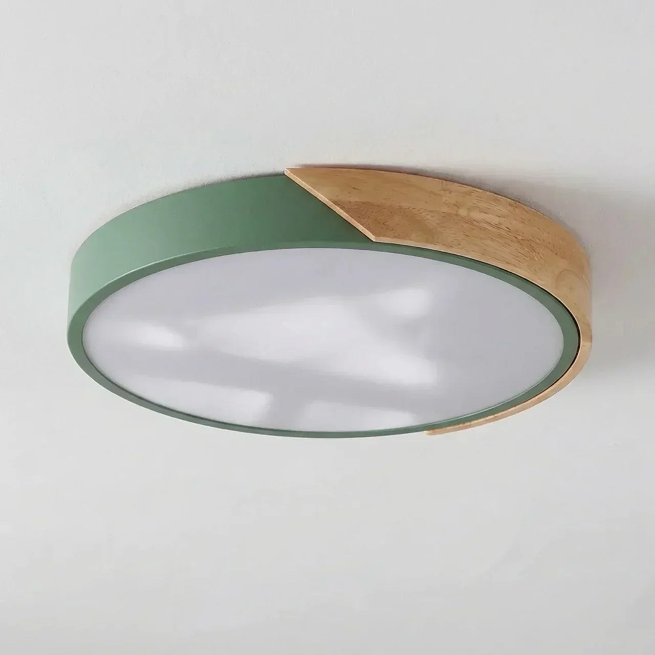 Round Wood Flush Mount LED Ceiling Light Design Fixture | Temsk