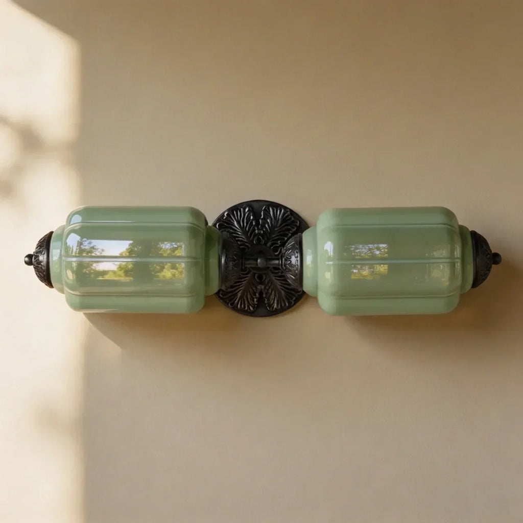 Vintage art deco mælkeglas væglampe til badeværelse | Temsk