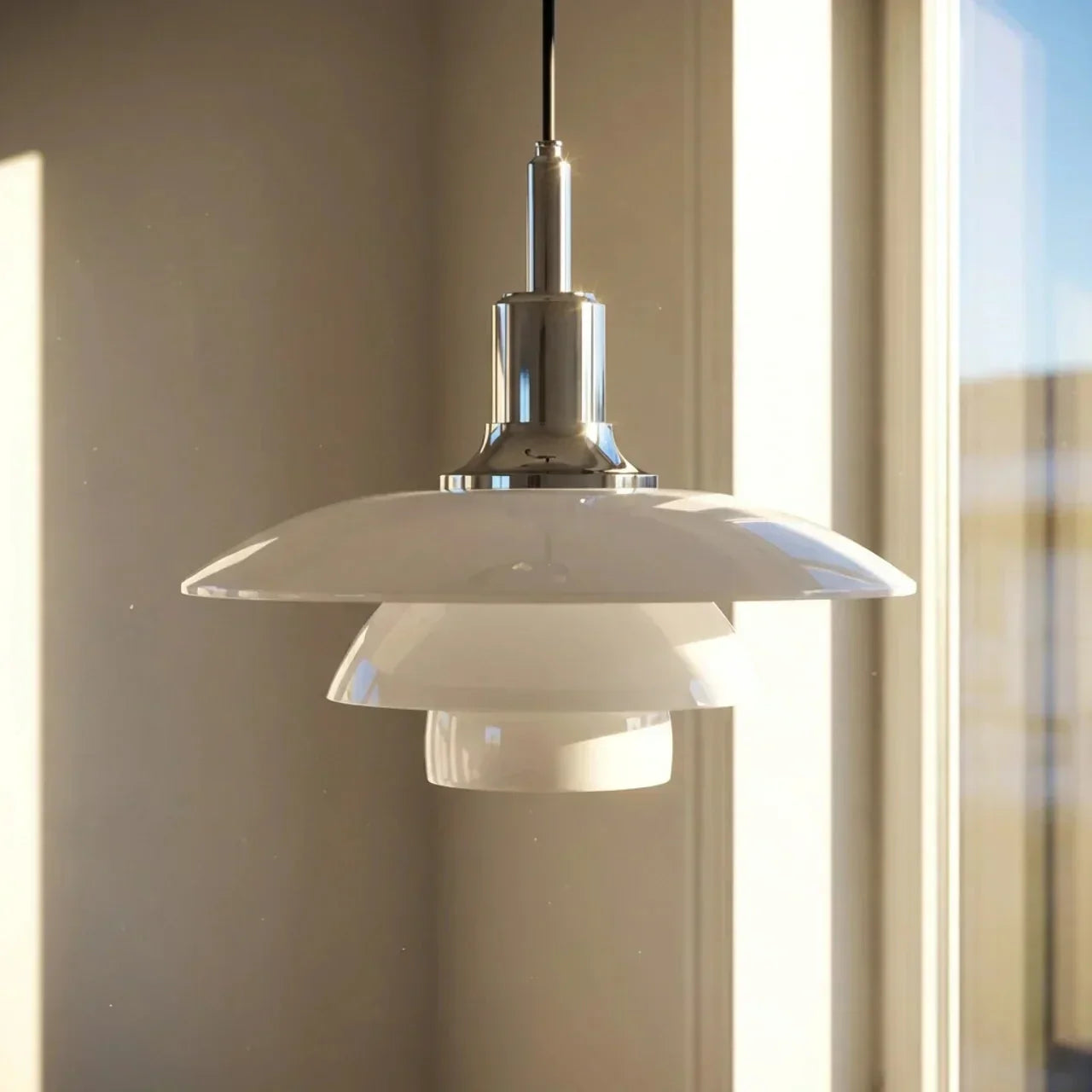 Compact Danish Layered Glass Pendant Light Fixture | Temsk