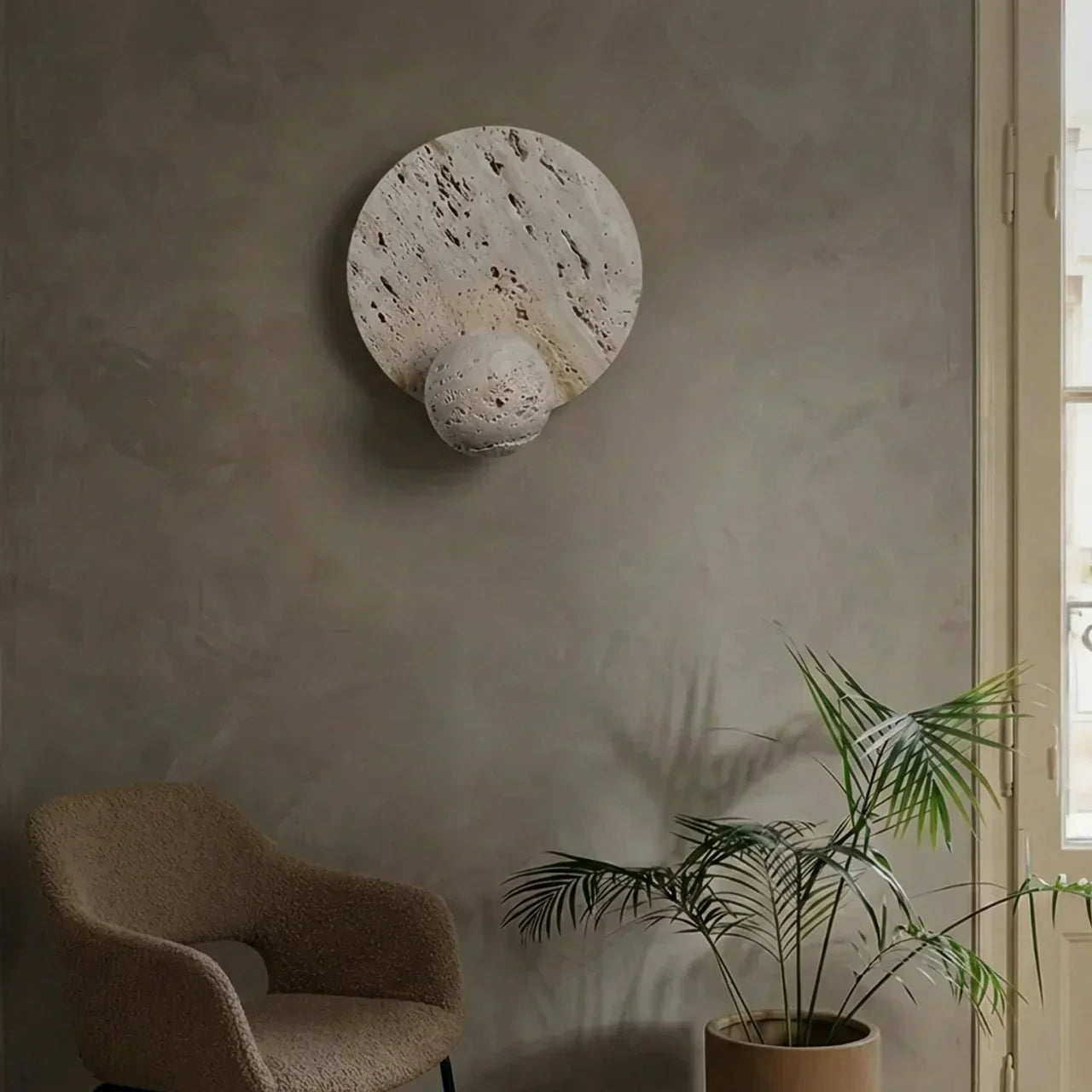 Integrated LED Travertine Wall Sconce for Indoor Use | Temsk