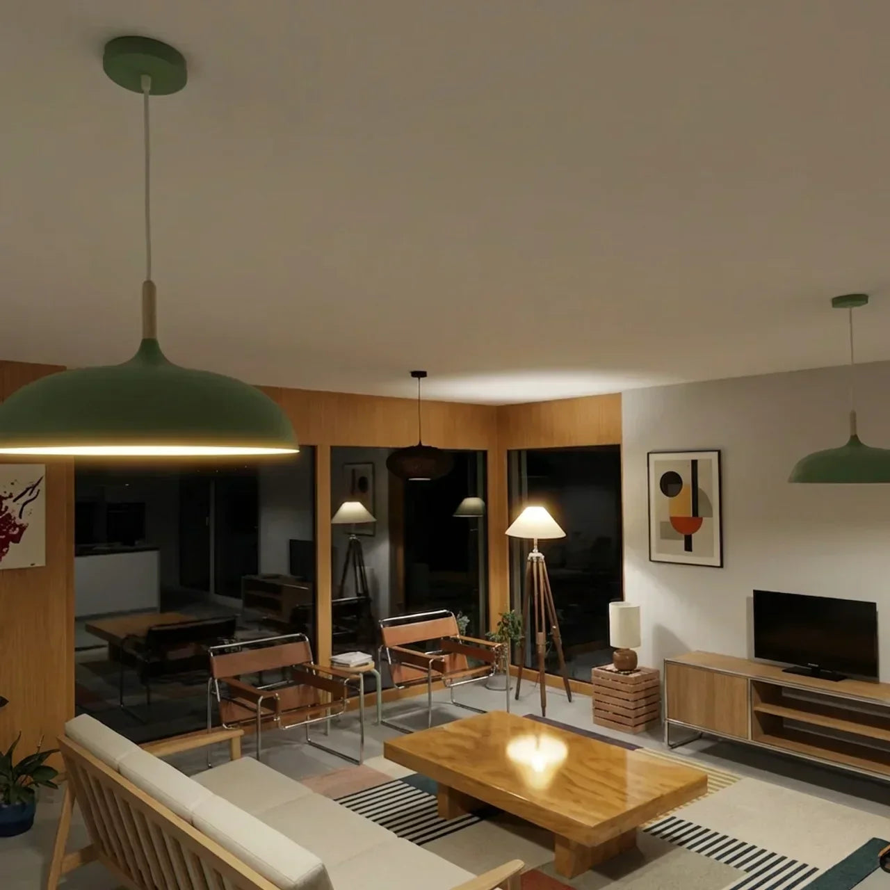 Pendant Light With Sculptural Shape Design In Metal And Wood | Temsk