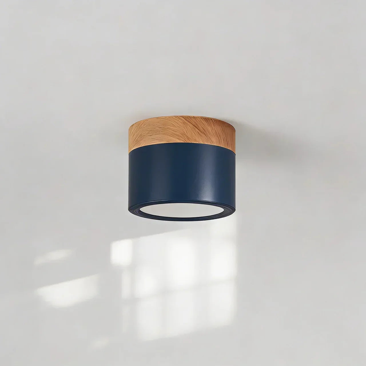 Flush Mount Ceiling Light With Integrated LED And Solid Colour Wood Accent | Temsk