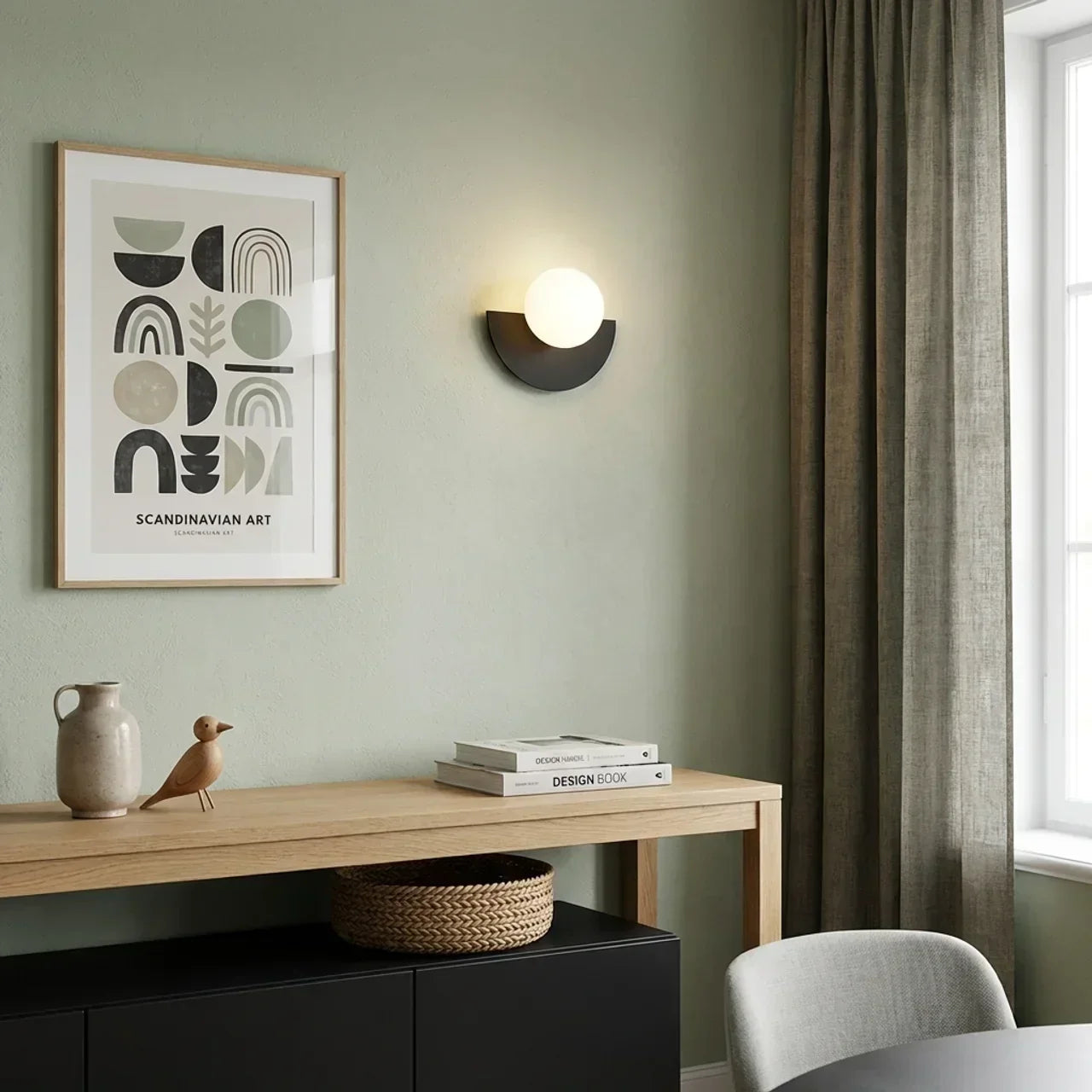 Wall Mounted Sconce Light in Semi Circle Metal With Integrated LED | Temsk