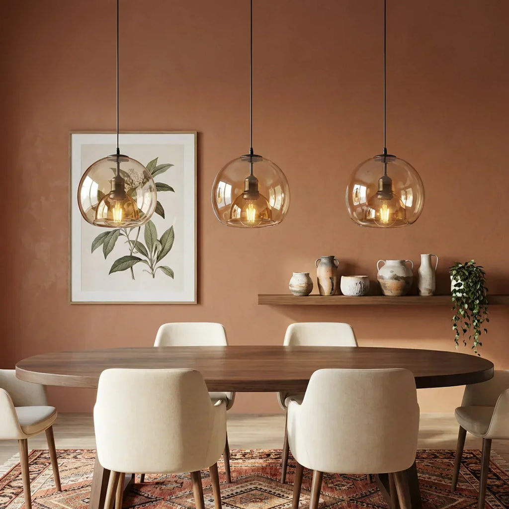 Smoked Glass Dome Pendant Light for Kitchens, Dining Areas, and Living Spaces | Temsk