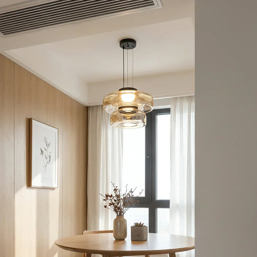Tiered Glass Pendant Light With Integrated LED Bauhaus Style | Temsk