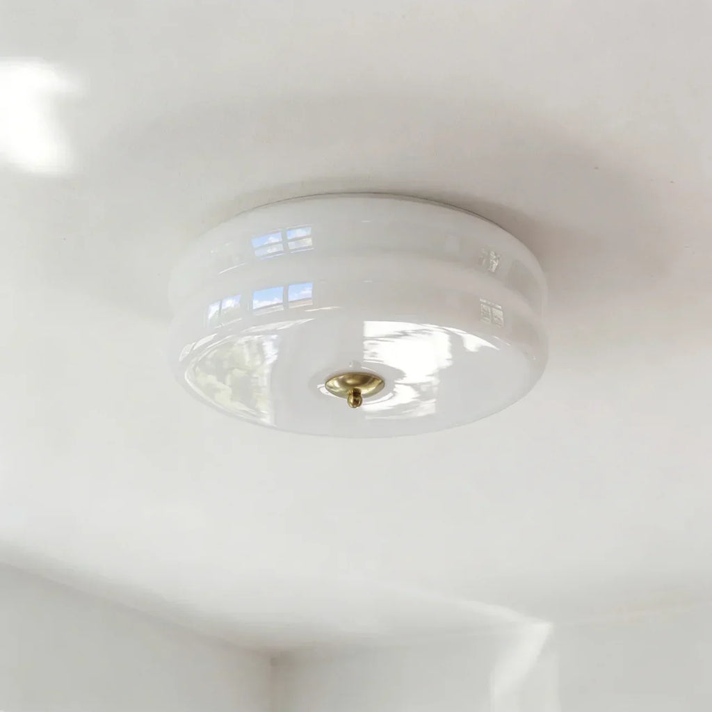 Cream Glass Flush Mount Ceiling Light For Indoor Living Spaces | Temsk