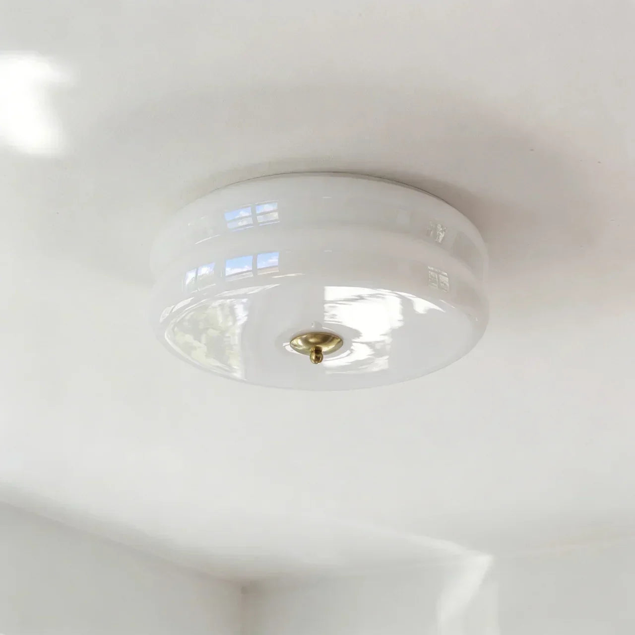 Cream Glass Flush Mount Ceiling Light For Indoor Living Spaces | Temsk