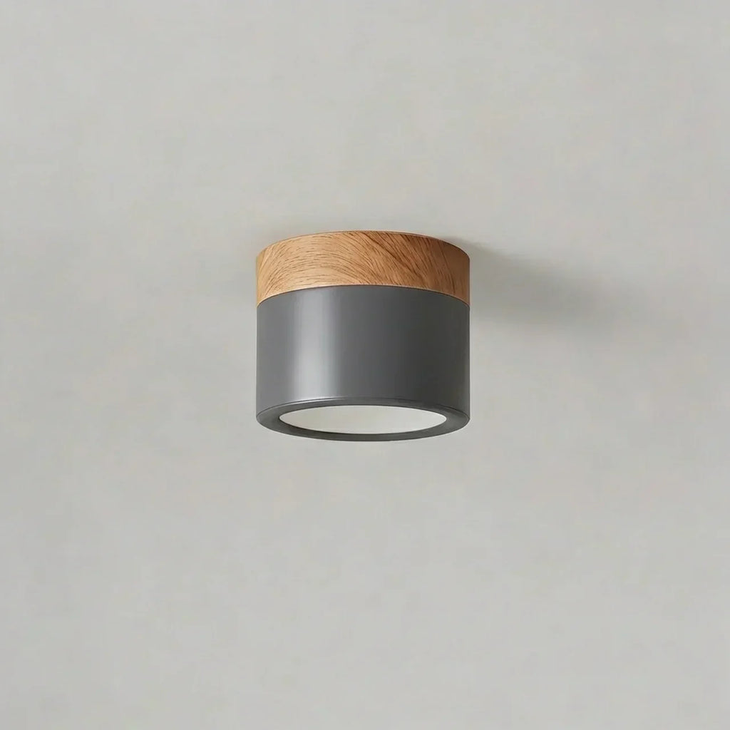 Flush Mount Ceiling Light With Integrated LED And Solid Colour Wood Accent | Temsk