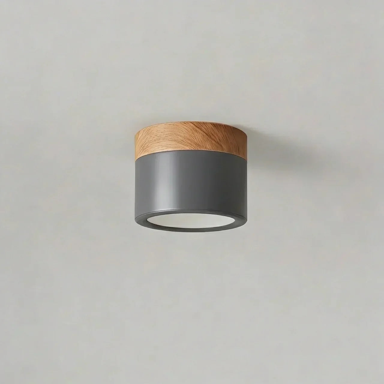 Flush Mount Ceiling Light With Integrated LED And Solid Colour Wood Accent | Temsk
