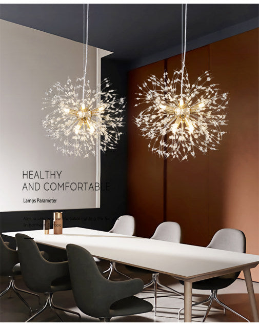 Dandelion Inspired Modern Pendant Light In Iron And Acrylic | Temsk
