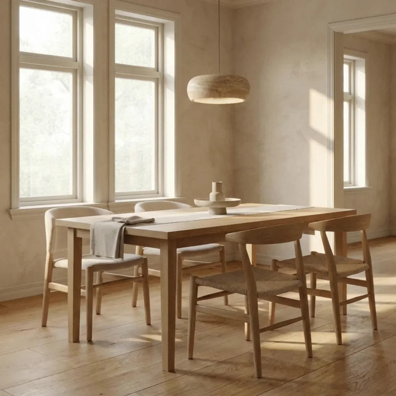 Donut-Shaped Travertine Pendant Light With Integrated LED | Temsk