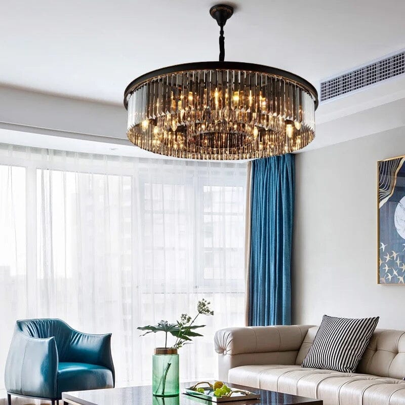 Lyrae Grey Crystal Chandelier for Elegant Living Rooms | Temsk