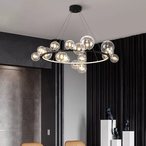 Elara Bubble Glass Chandelier With Aluminum Frame Hand Blown Glass 90-260V LED Bulbs Included Temsk
